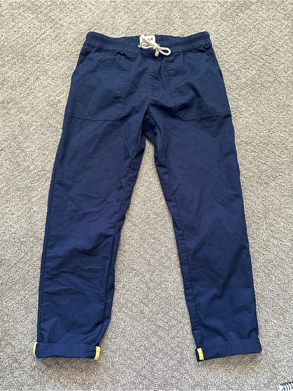 Pact Organic Cotton Woven Twill Roll Up Pant Navy - Size S